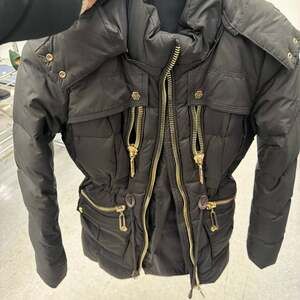 Philipp Plein Black couture Puffer Jacket with Gold Hardware, Quilted Winter Coa